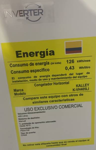Congelador Kalley 405L Tapa Vidrio — foto 2